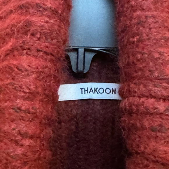 NWT Thakoon Cropped Ribbed Turtleneck Sweater in Burgundy Size Large - Picture 5 of 9